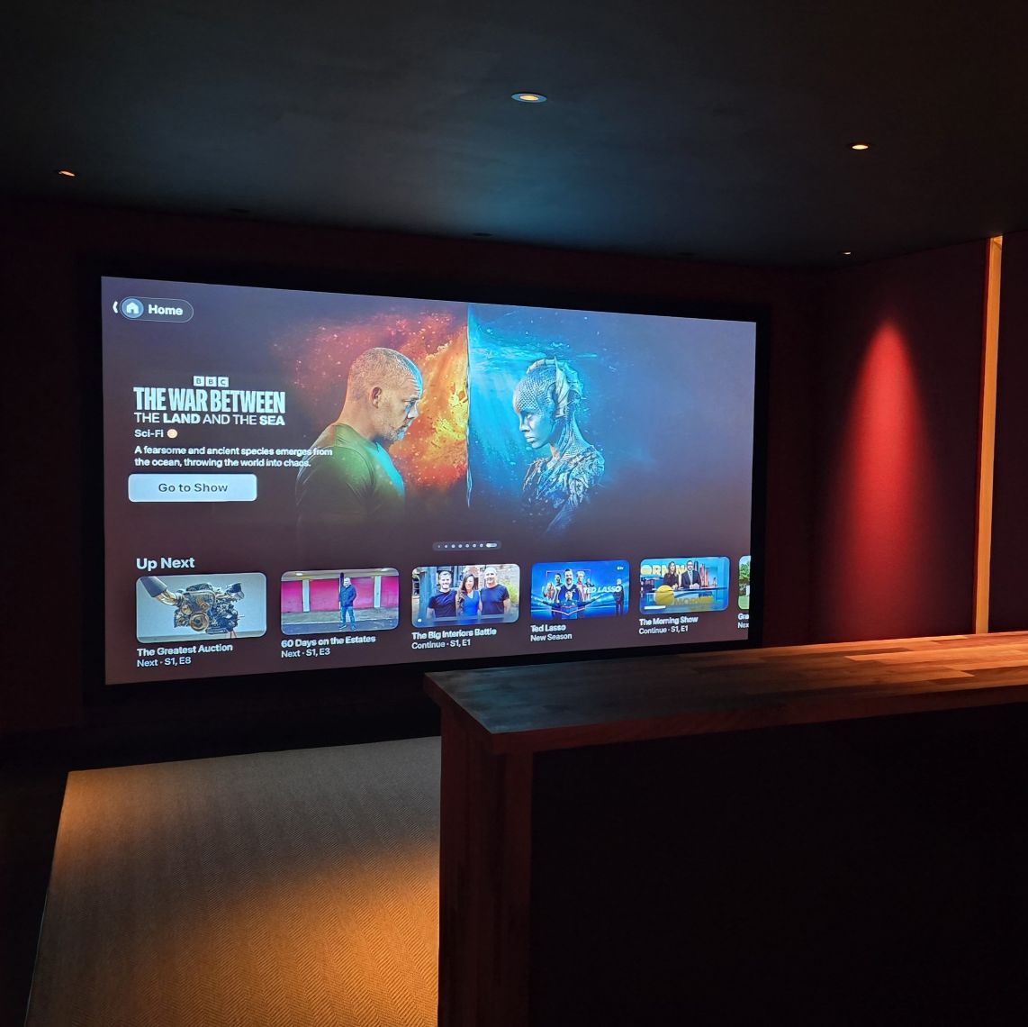 Attic cinema in a private Welsh home, treated to 40Hz.